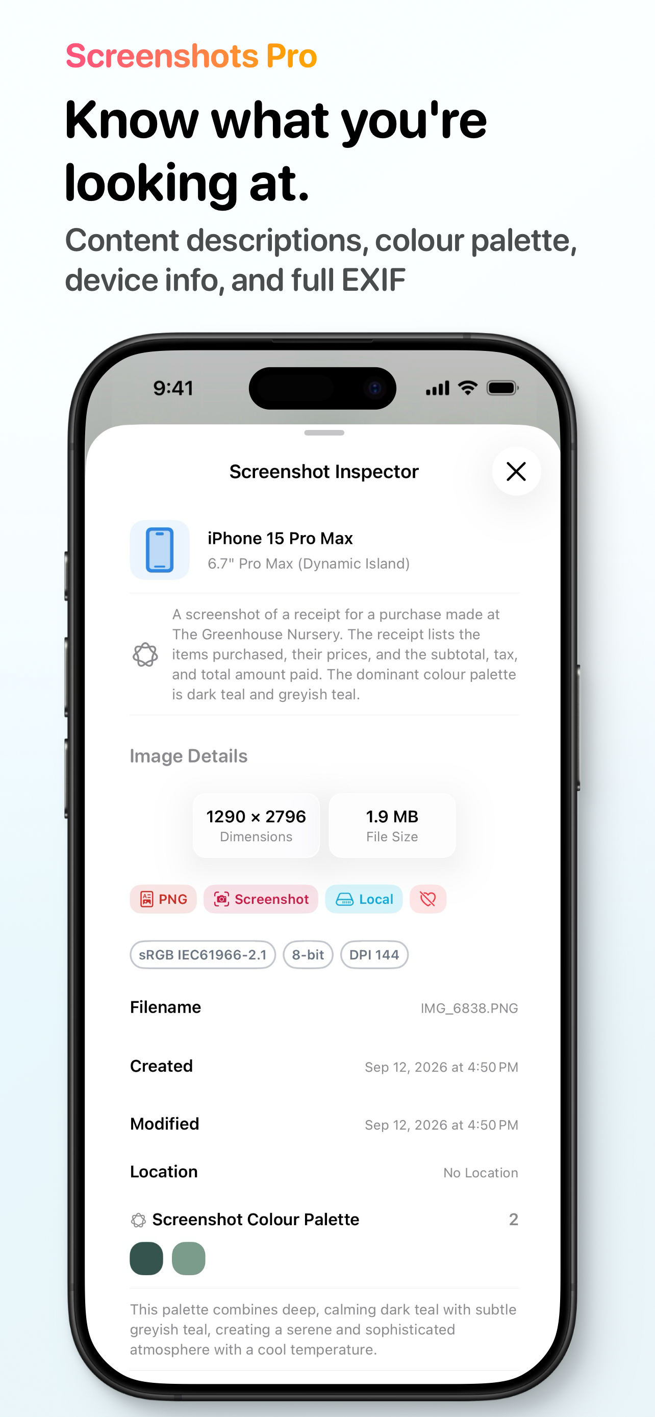 Screenshot Inspector on iPhone